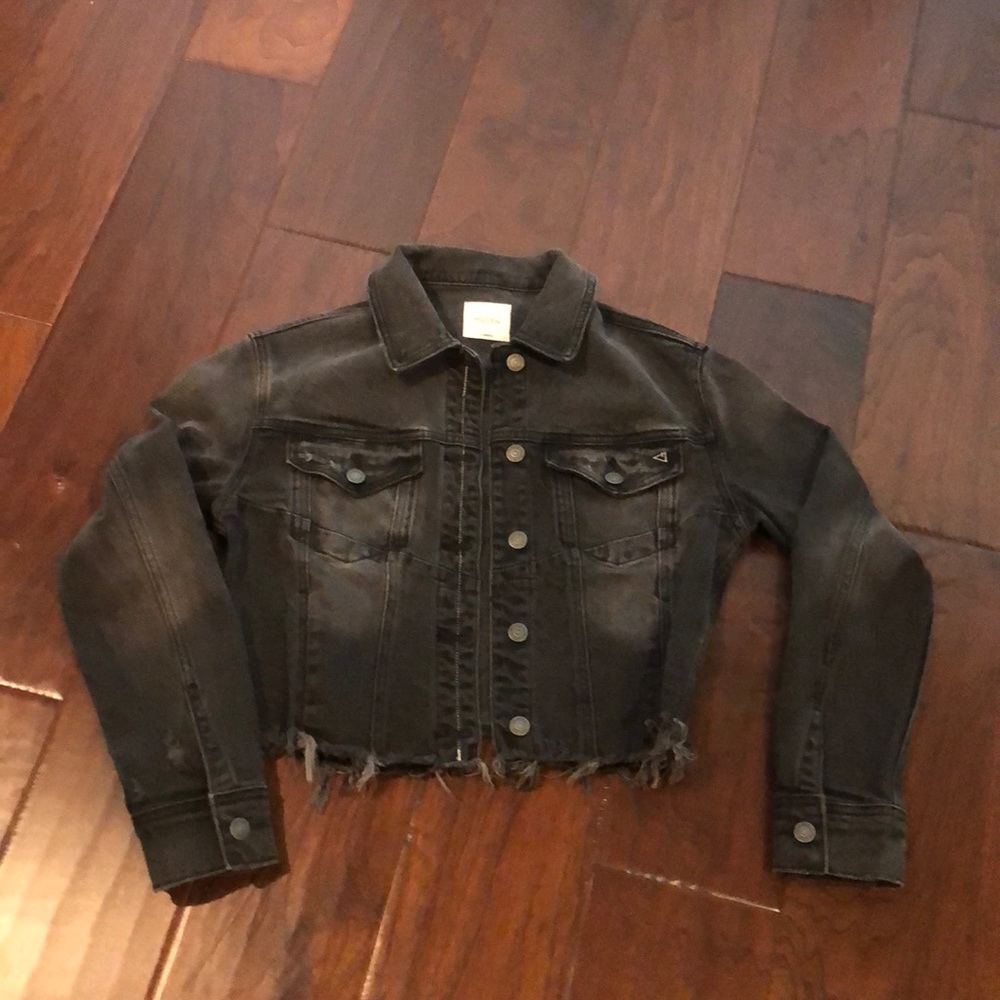 Cropped Grey washed denim jacket